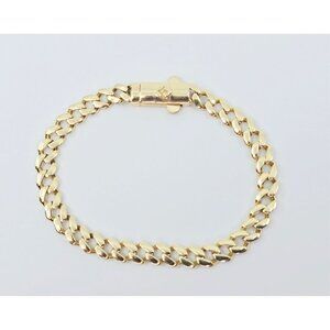 Unique 14K Karat Solid Yellow Gold Designer Cuban Link Chain Bracelet - 7.50" L
